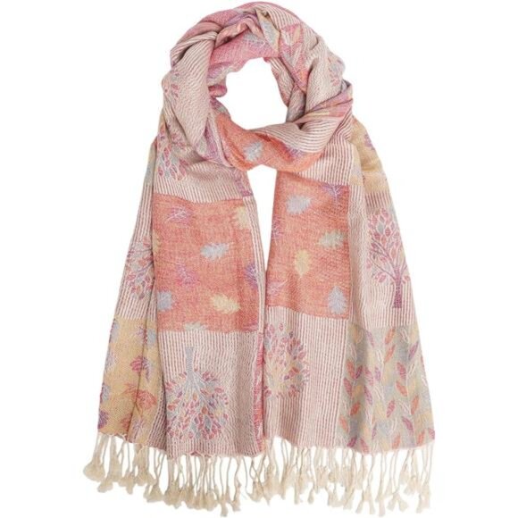 Shawl Scarf - Women's Reversible Wraps Beige Pink